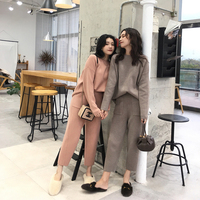 Kobiety sweter dwuczęściowy dzianiny Pant ustawia Slim dres 2020 wiosna jesień modne bluzy strój sportowy kobiet 5